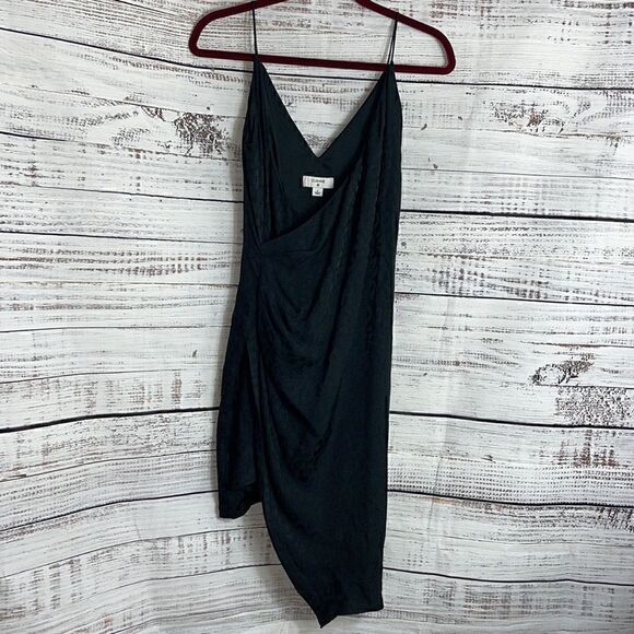 Cushnie X Target Dress womens Size 2 Slip wrap satin leopard Black Asymmetrical - Picture 2 of 10